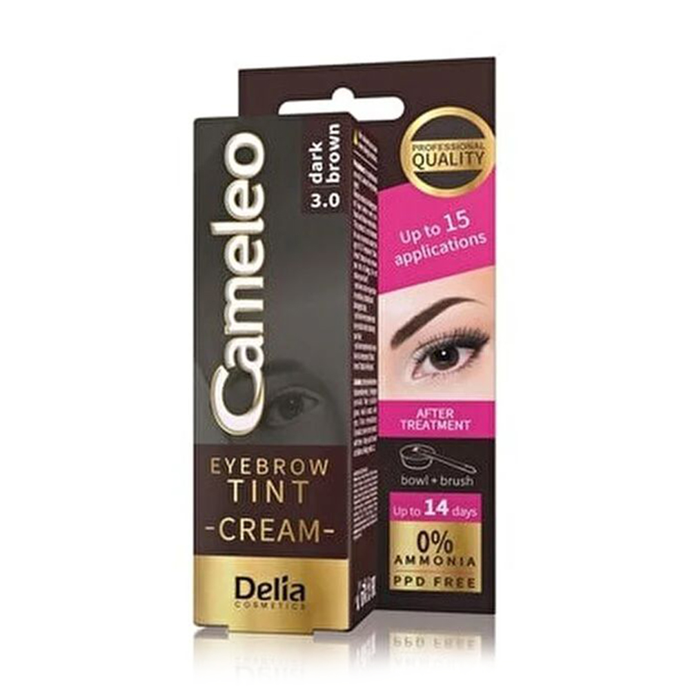 Крем-фарба для брів Delia Cosmetics Cameleo, 3.0 Темно-коричневий, 15 мл